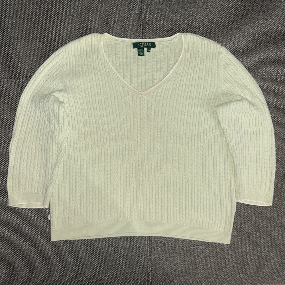 Vintage Ralph Lauren Mint Green Cable Knit Sweater - Picture 1 of 5